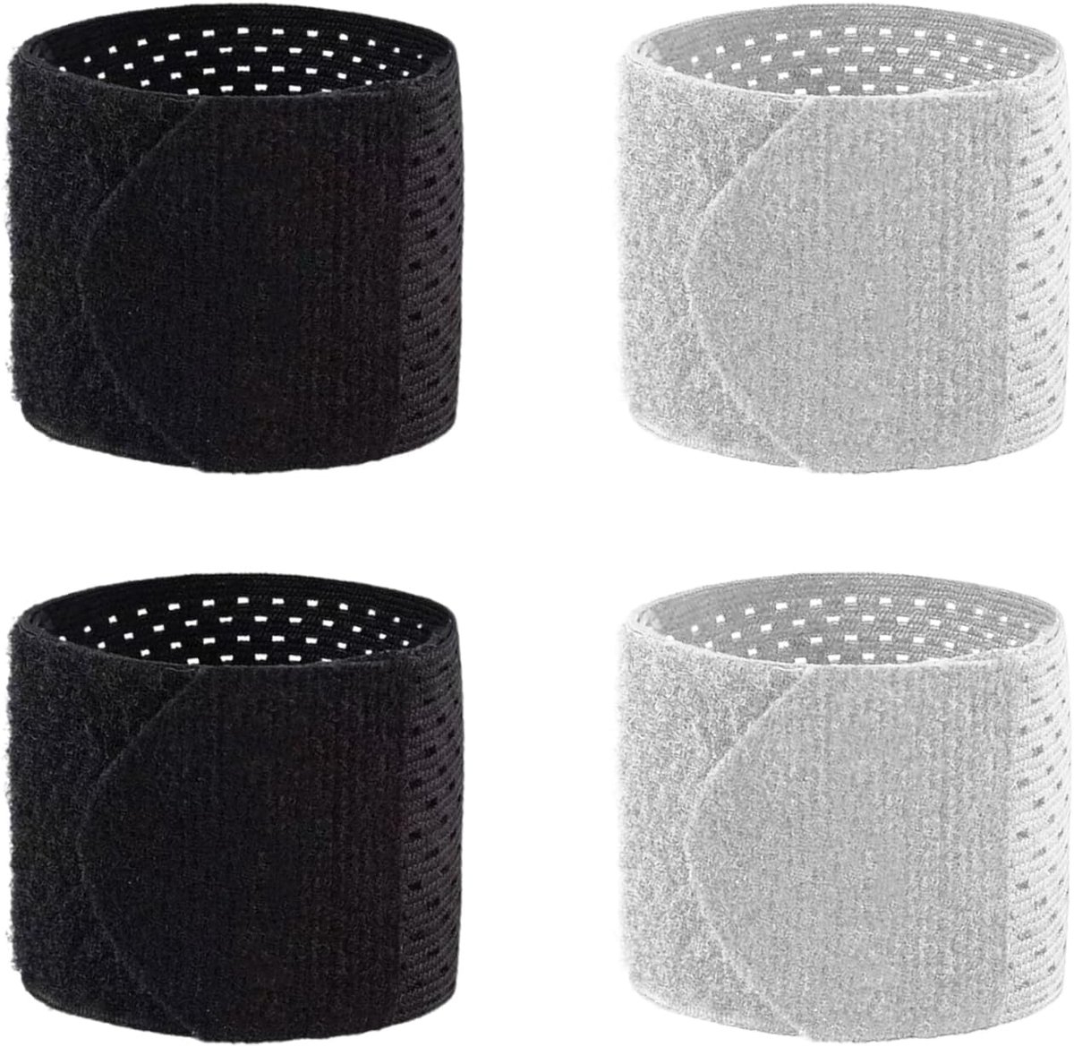 4 stuks dunne sportarmbanden, ademende polsbandages, elastische polsbandages, polssteunbandages, verstelbare polsbandages, sportaccessoires (zwart, grijs)