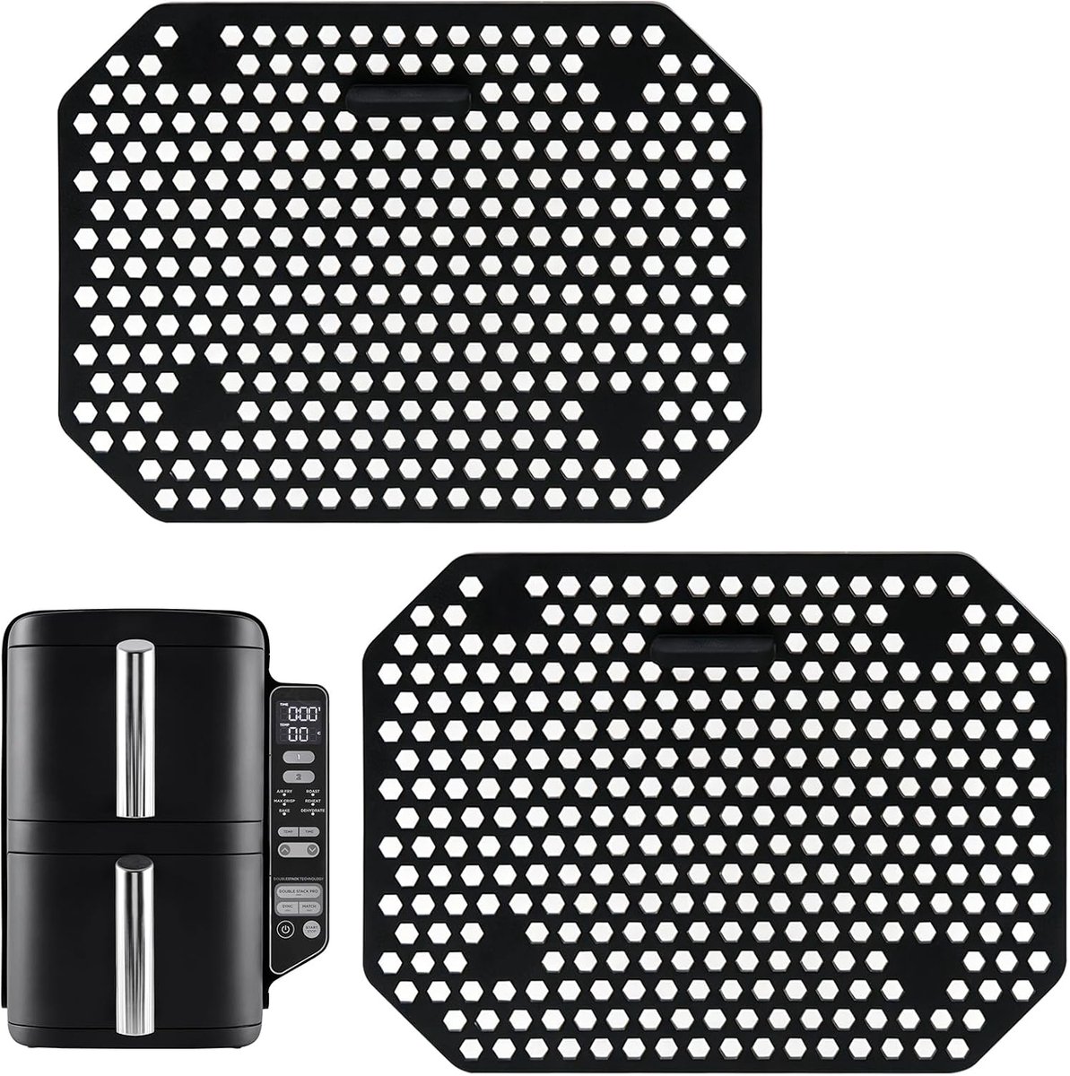 accessoires voor heteluchtfriteuse, spatbescherming, herbruikbaar, vetafdekking voor airfryer, siliconen oliebescherming voor Ninja Double Stack XL SL400EU en SL300EU, 2 stuks
