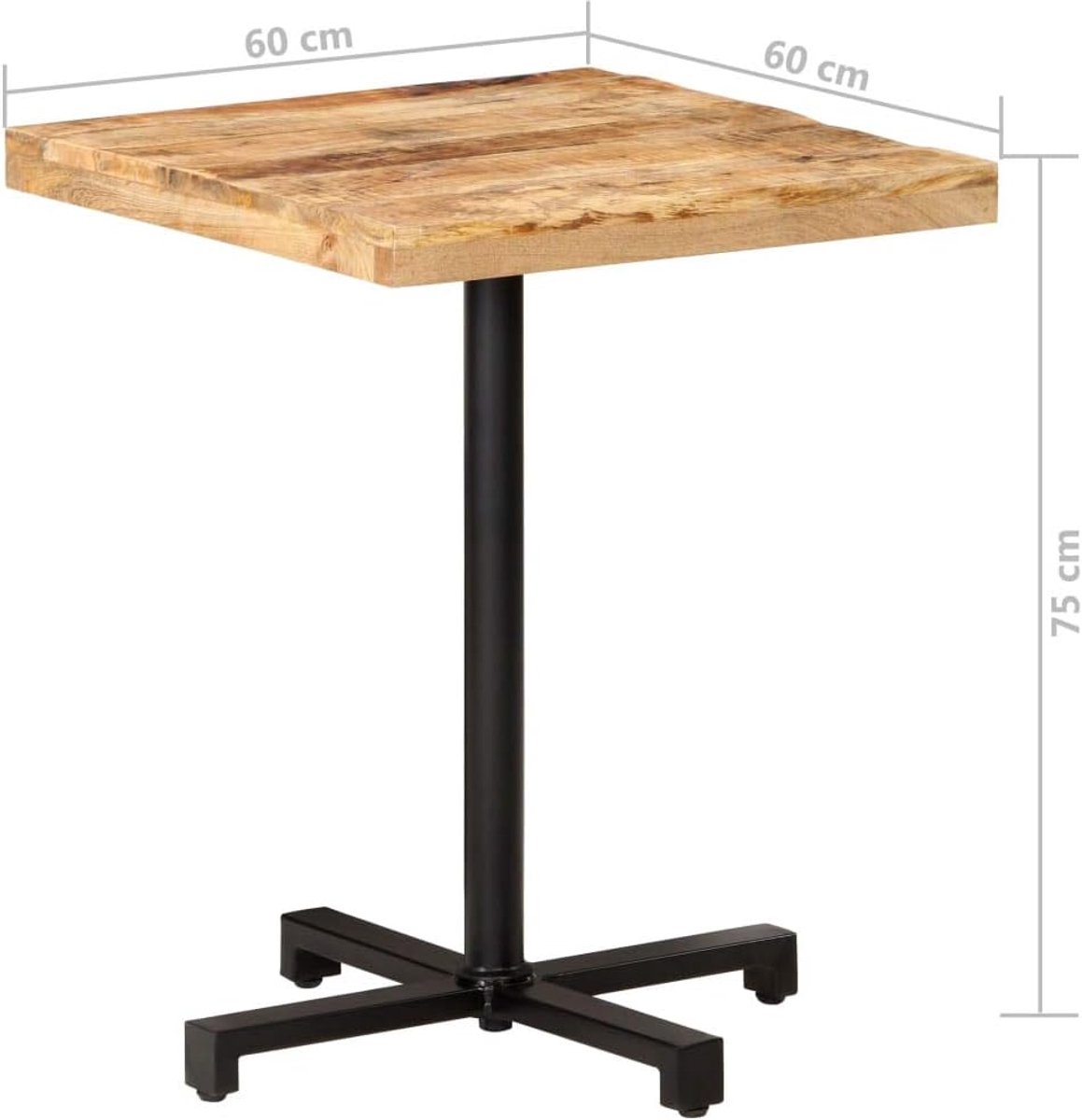 Keuken & Eetkamer Tafels, Bistro Tafel Vierkant 60x60x75 cm Ruw Mangohout