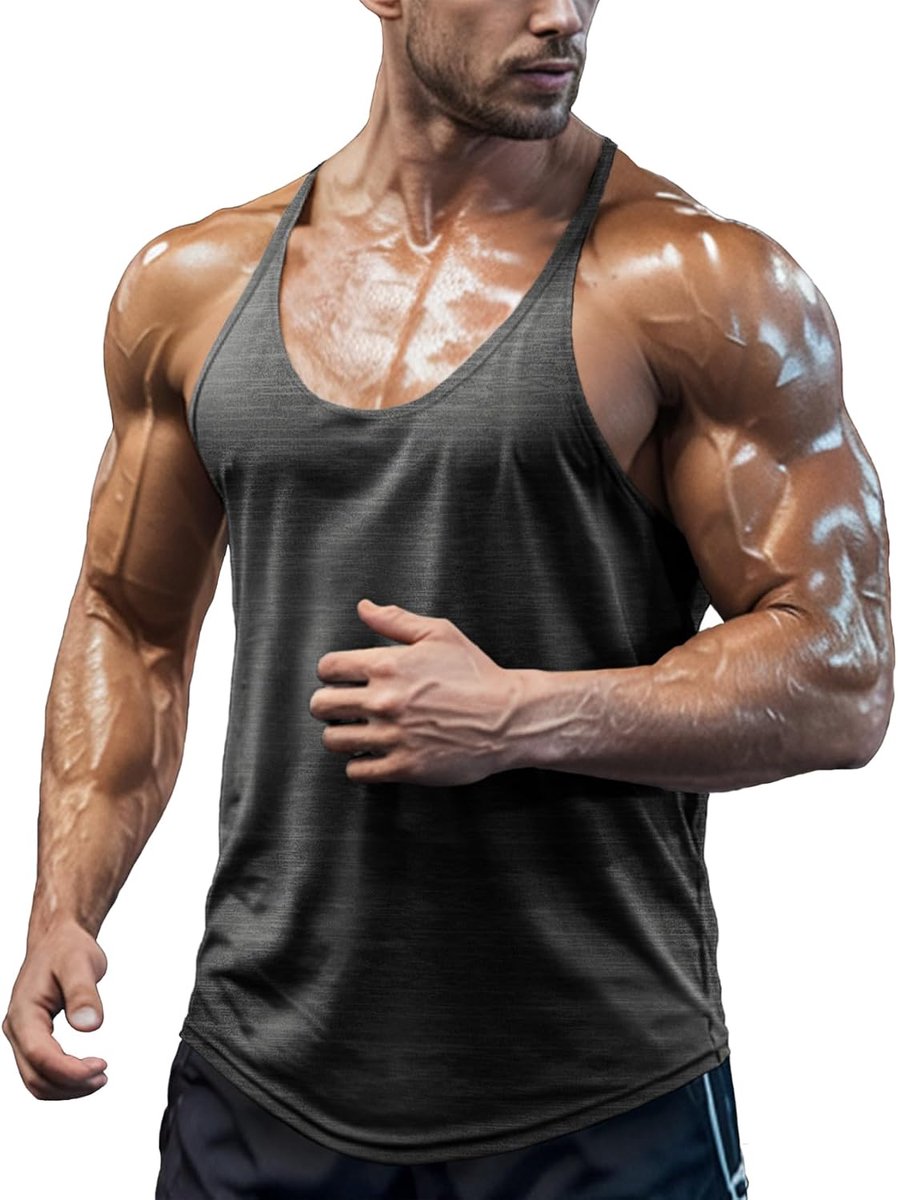 Tanktop voor heren, sportschool, mouwloos, voor training, bodybuilding