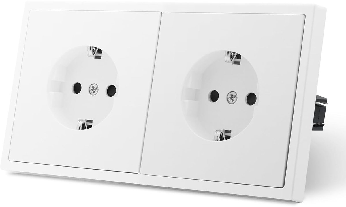Stopcontact EU-Standaard, 2-Voudig Inbouw Stopcontact, 80mm X 150mm, Eenvoudige Installatie, 3-Draads Vereist, Wit