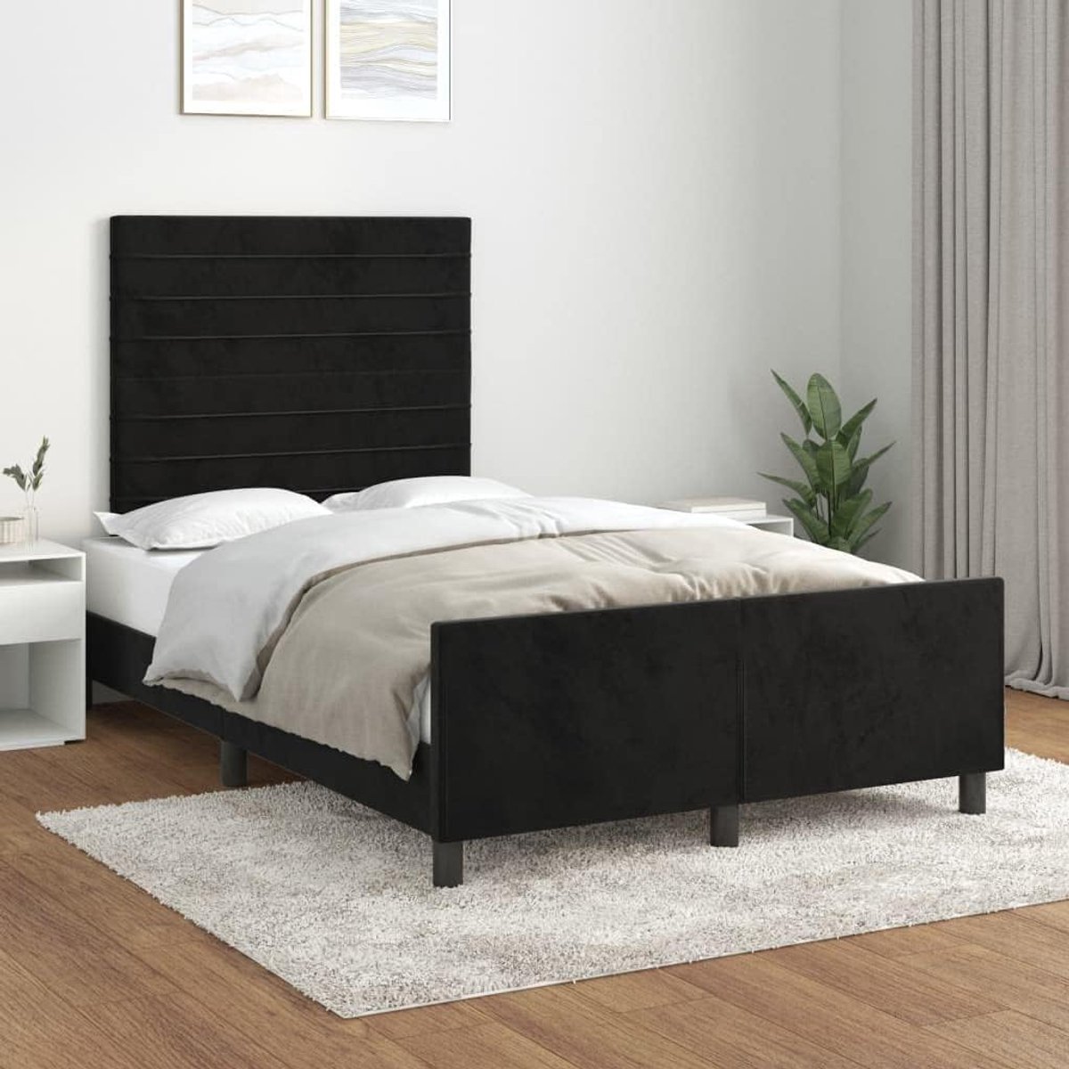 Zonder matras 120x200 cm fluweel zwart verstelbaar hoofdeinde stevige poten multiplex lattenbodem slaapkamer meubel woonkamer