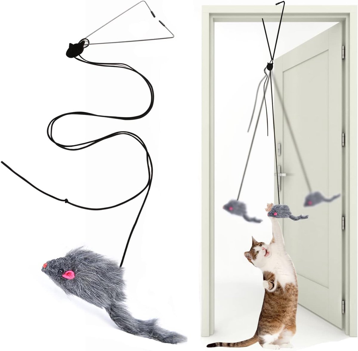 Interactief kattenveerspeelgoed, intrekbaar teaser-speelgoed, hangend interactief speelgoed voor binnenkatten, kittens, jachttraining, intellectueel oefenspeelgoed (1 stuk)