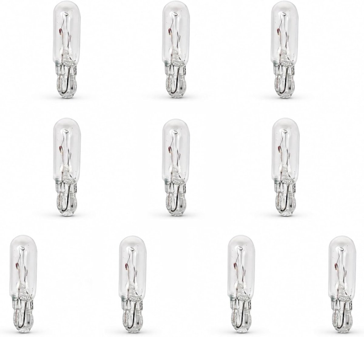 Autolampen, T5 12 V 1,2 W instrumentenlamp van glas, T-serie snelheidsmeter, dashboardverlichting, steeklamp, 10 stuks voor auto's, motorfietsen en voertuigindicatoren