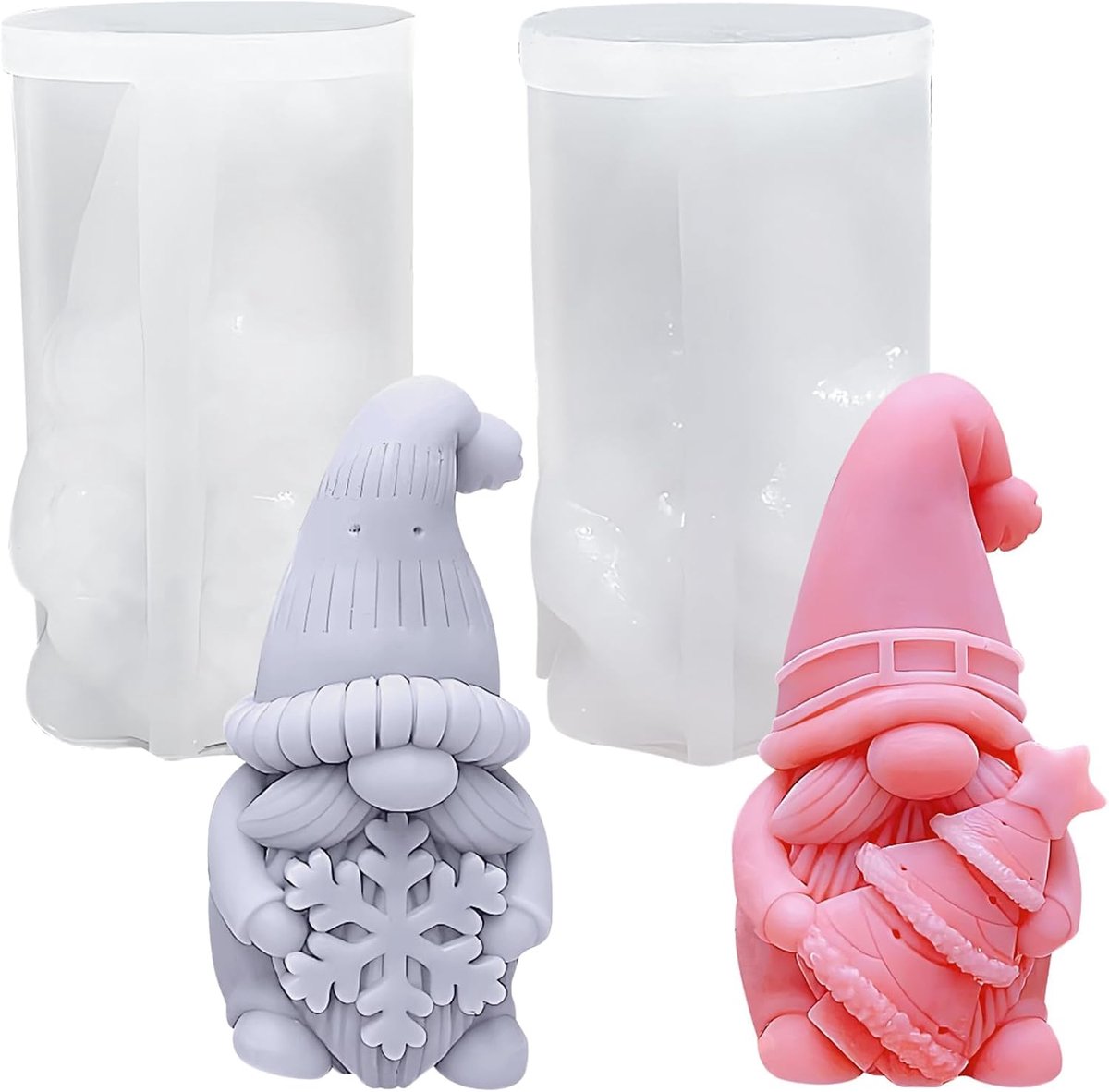 siliconen mal, 2 stuks 3D kabouter siliconen mal,kabouter,gietvormen Kerstmis,gietvormen voor kerstversiering
