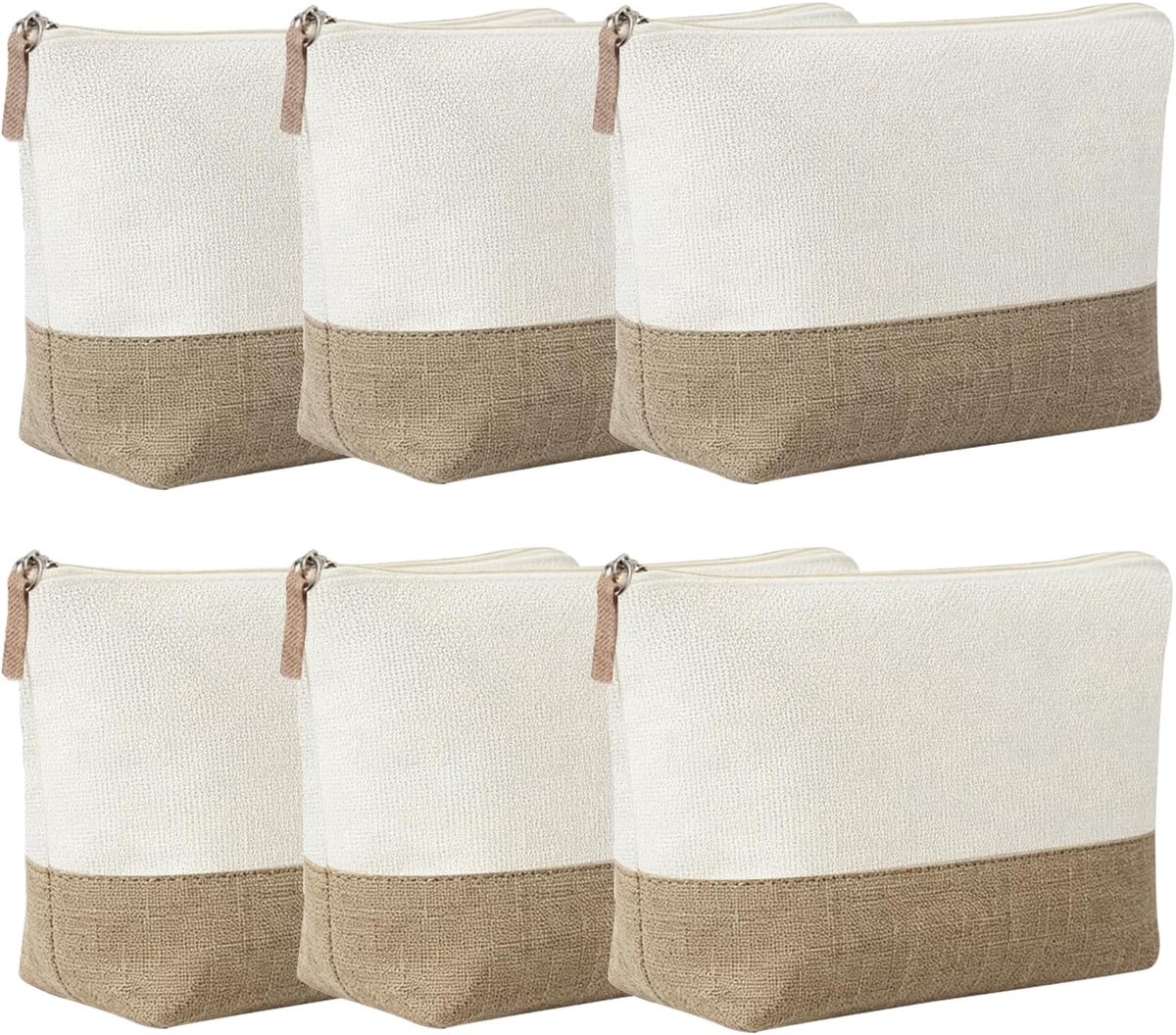 6 stuks make-uptas, doe-het-zelf blanco make-uptas met ritssluiting