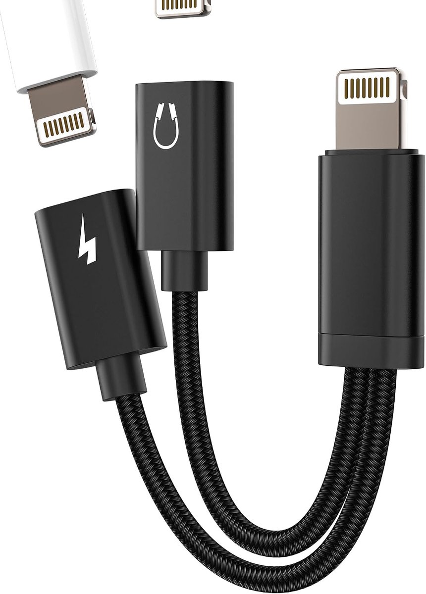 Naar hoofdtelefoon opladen adapter (2 in 1) voor iPhone 14 13 12 11 Pro Max voor iPad audio kabel splitter voor Apple MFi Certified AUX aansluiting hoofdtelefoon microfoon converter dubbele