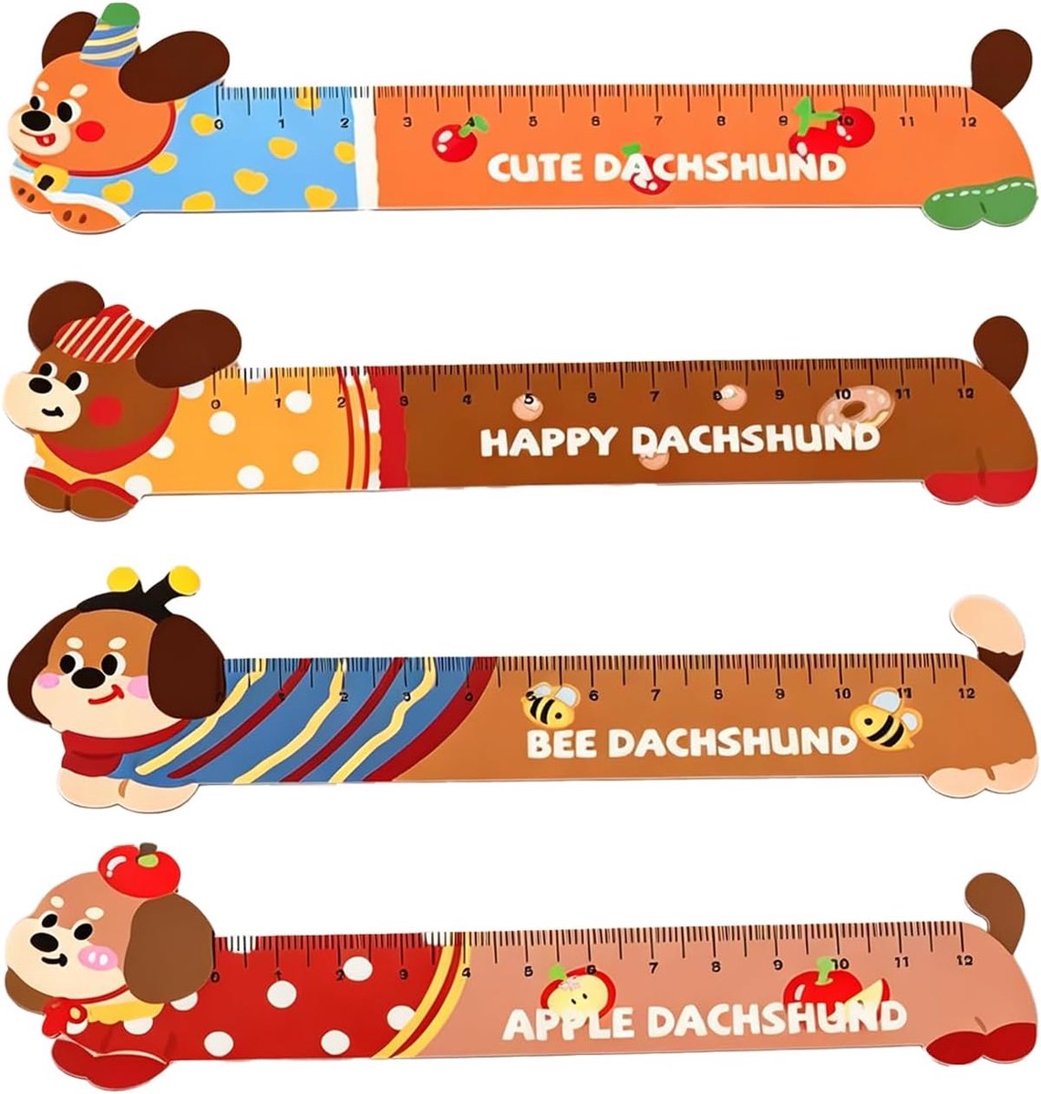 Linialen, 12 cm, met hondenmotief, nuttig voor school, kantoor, leren, tekenen