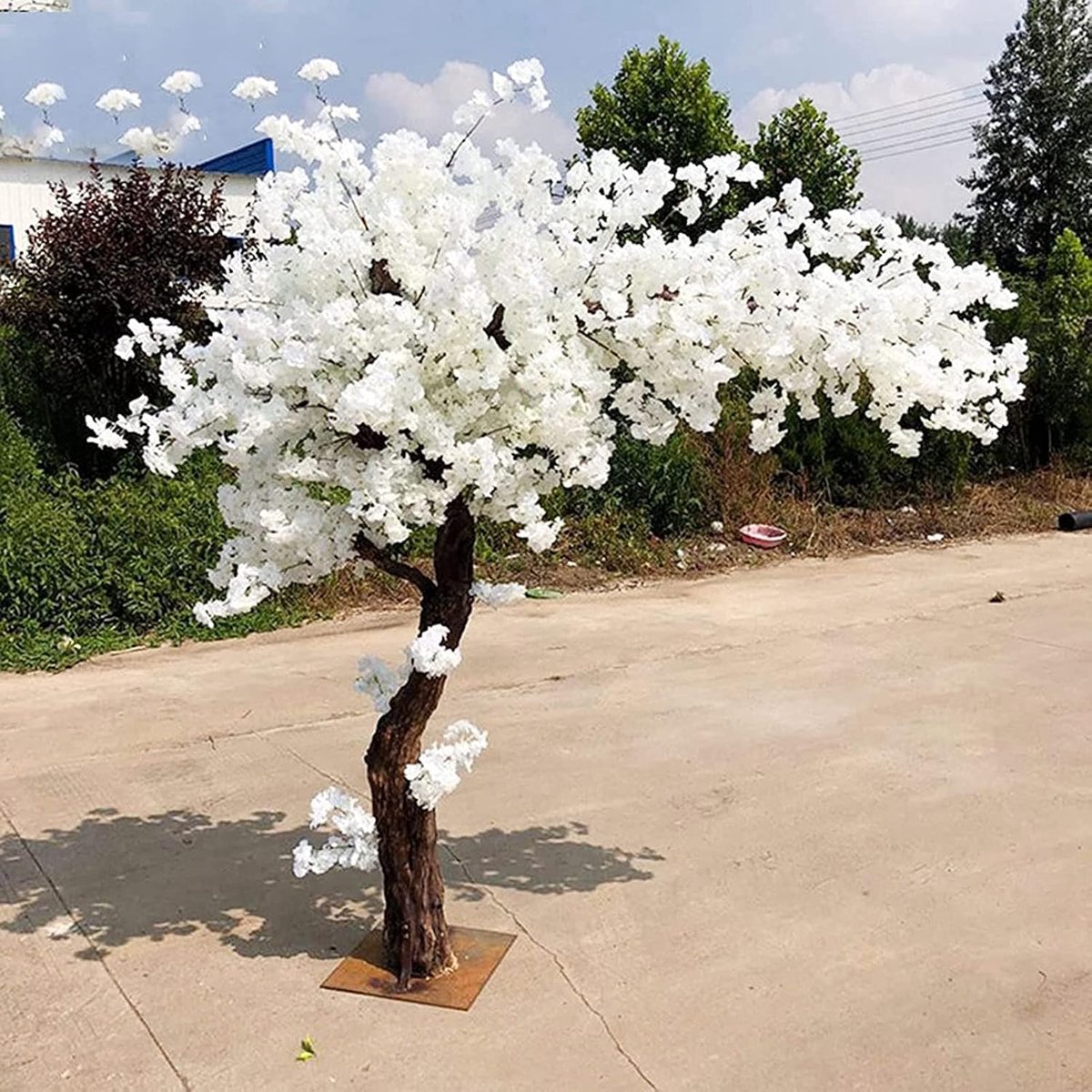 Kunstmatige witte magere bloesem kersenboom, magere zijde Sakura bloemen boom, faux perzik bloemen boom voor bruiloft partij Home decor binnen of buiten,Wit,1.5X1M