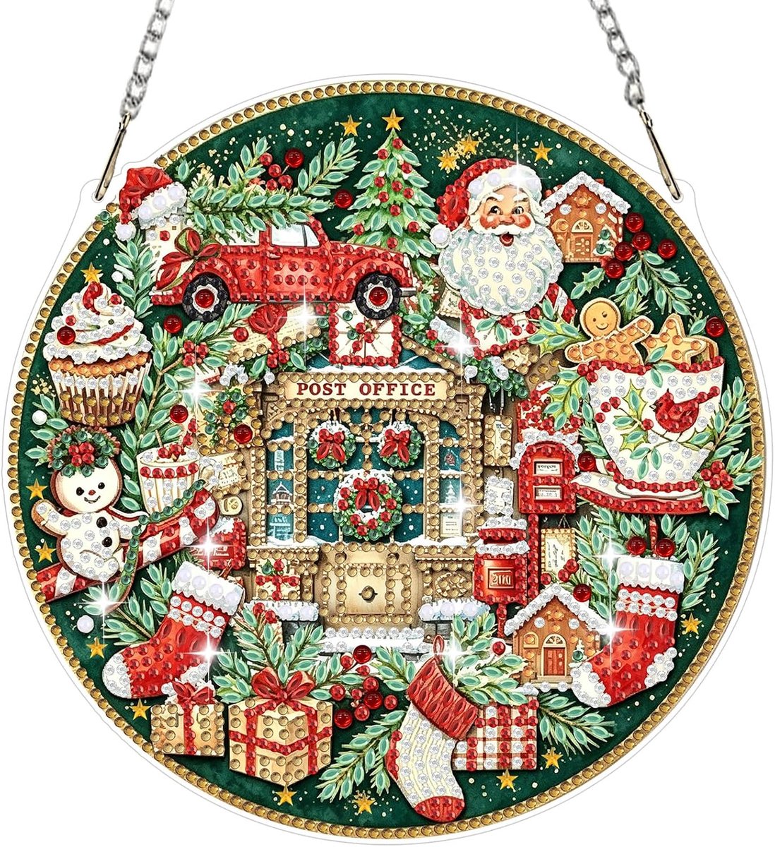 Kerstdieren, diamantschilderij, hangend ornament met ketting, dolfijn diamantschilderij, hangerkits voor volwassenen, beginners, kinderen, diamant kristal edelsteen kunst ambachten kit cadeau