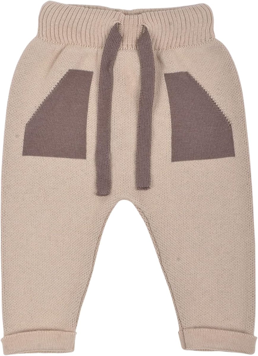 Gebreide babybroek, voor de winter, met zakken en elastische tailleband, katoen, uniseks