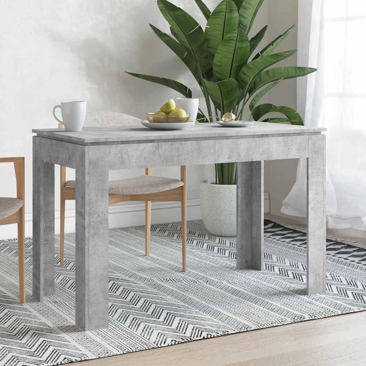Hout eettafel strak eenvoudig ontwerp betongrijs 120x60x76 cm