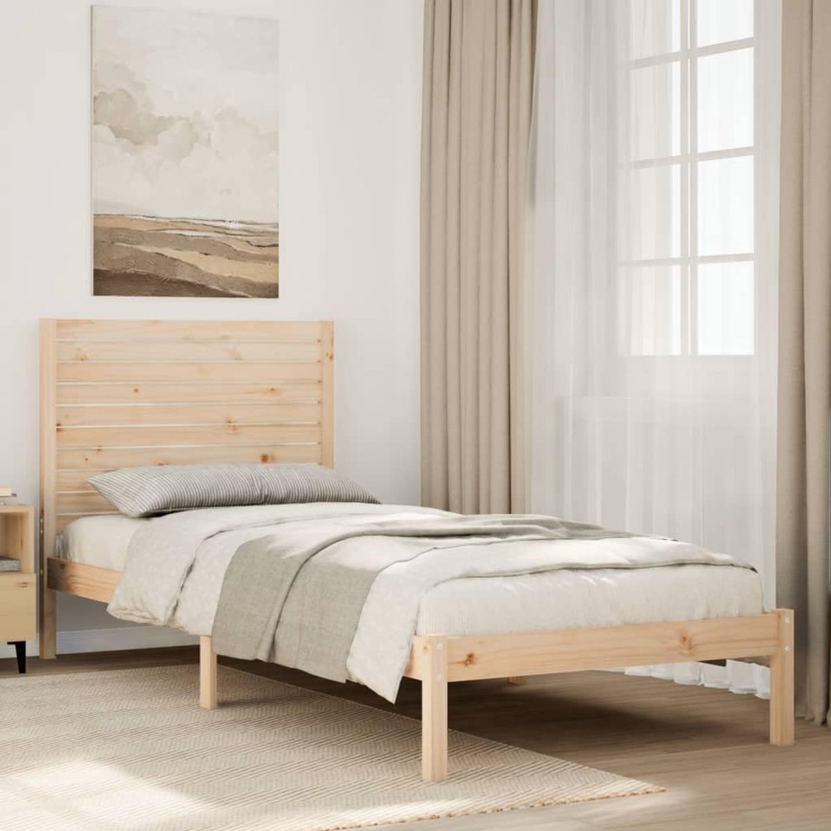 Grenenhout Lattenbodem hoofdbord naturel 90x220 cm