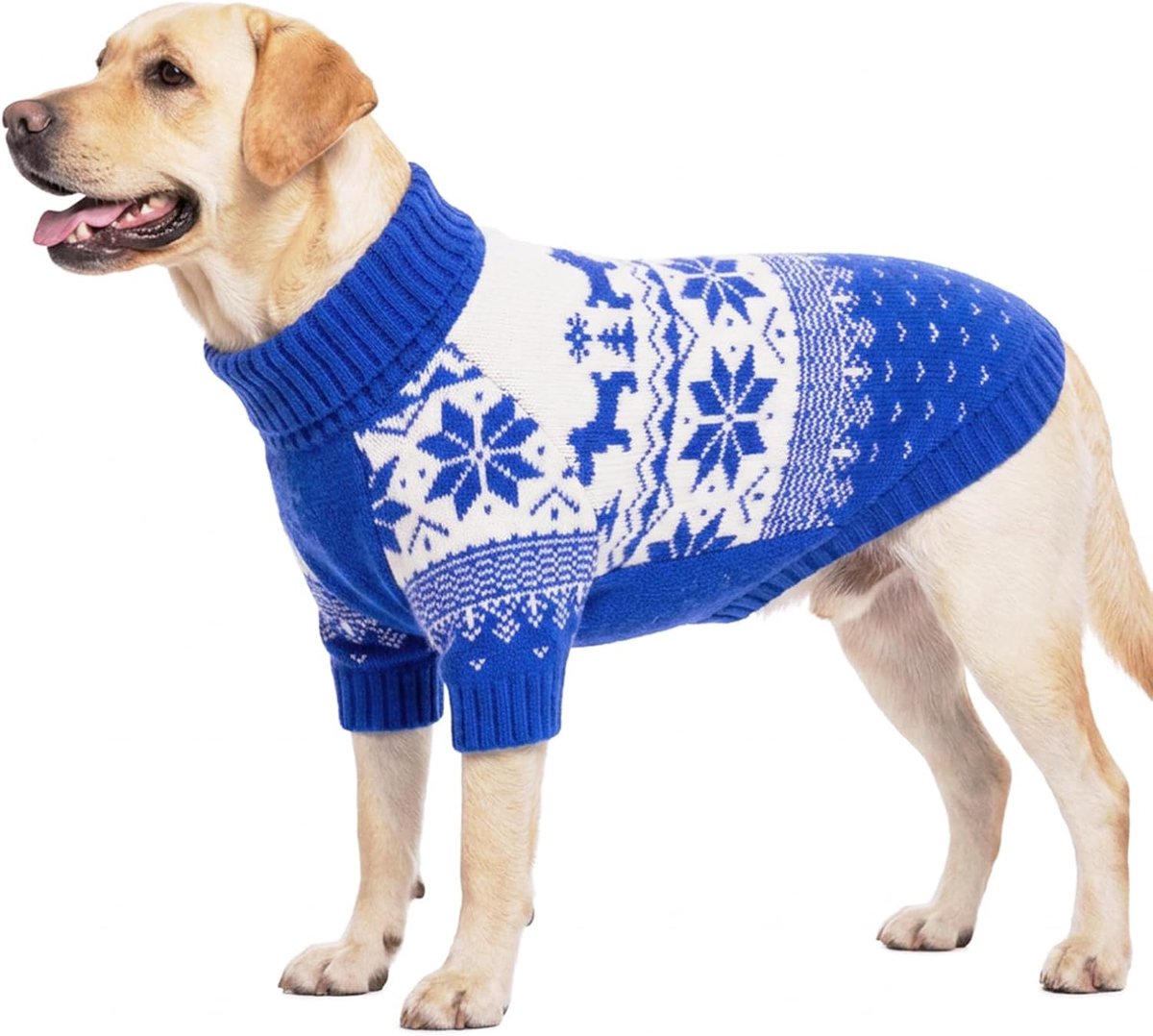 Kersttrui voor honden, sweater met gat voor de lijn, 3XL, blauw
