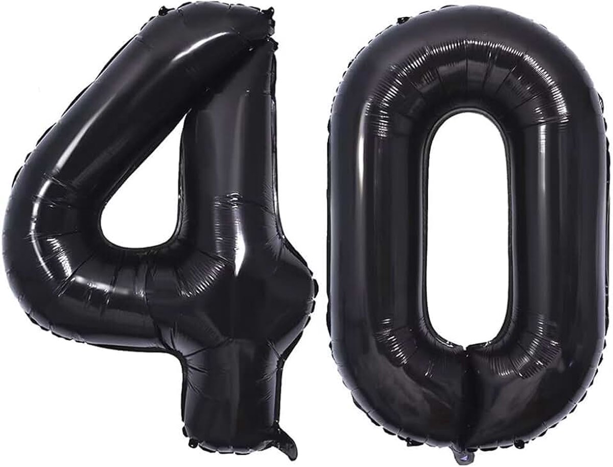 40 Ballon Zwarte Cijfers Ballonnen 40 Verjaardagsfeestje Folie Ballon 40 Decoratie-100 cm