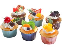 Realistische Neppatroon Cupcakes - Decoratieve Cake Modellen voor Keuken, Winkel en Feestdecoratie, Fotografie Accessoires - Set van 6 Stuks