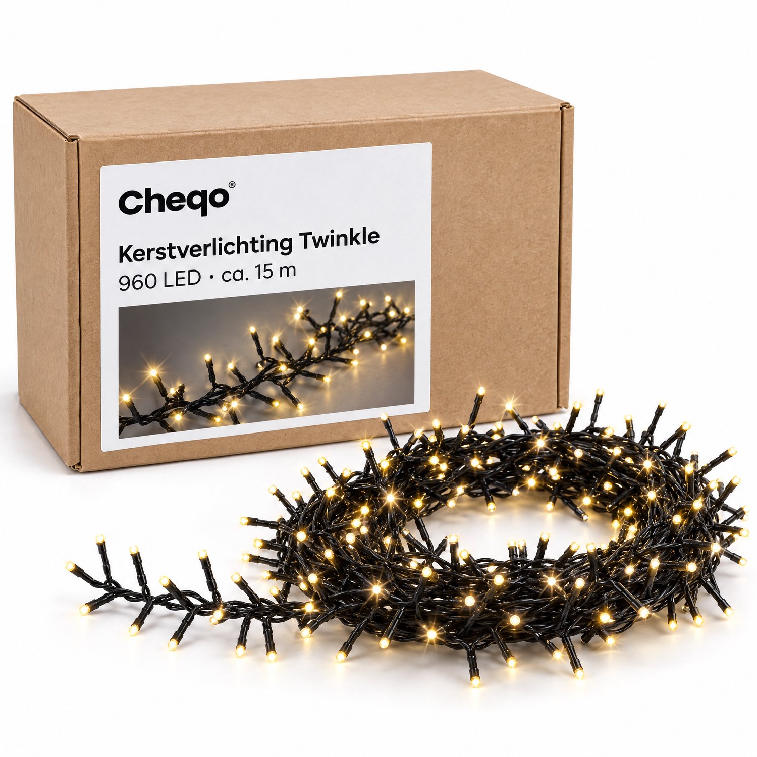 Cheqo® Kerstverlichting Twinkle 960 LED - 15 Meter - Warm Wit - Kerstboomverlichting - Kerstlampjes - Lichtsnoer - Feestverlichting - voor Binnen en Buiten - Sfeerverlichting met Timer - Lichtslinger - Fairy Lights - Kerstdecoratie – foto 8