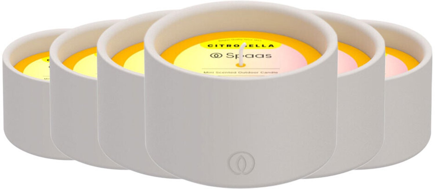 SPAAS Mini Citronella Buitenkaars Brandduur ± 15 u Levendig Geel - 6 x 1 stuk - Voordeelverpakking crème