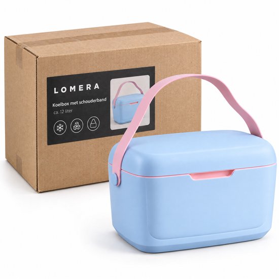 Lomera Koelbox 12 Liter Blauw - Kleine Passieve Koelbox met Schouderband - Draagbare Frigobox voor Picknick, Strand en Camping - Isolatiebox - Thermobox - Coolbox van Lomera — afbeelding 3