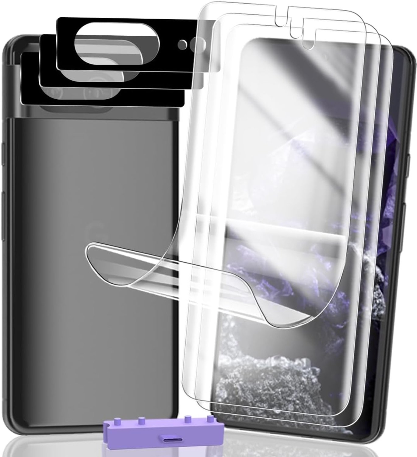 3+3 stuks flexibele screenprotector voor Google Pixel 8 van beschermfolie van gehard glas voor camera, Anti-Kras, Volledige Dekking, Ultra Helder, Gemakkelijk aan te brengen