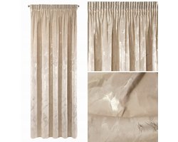 Luxe Velours Gordijn 140x270cm - Elegant Beige met Gouden Accent