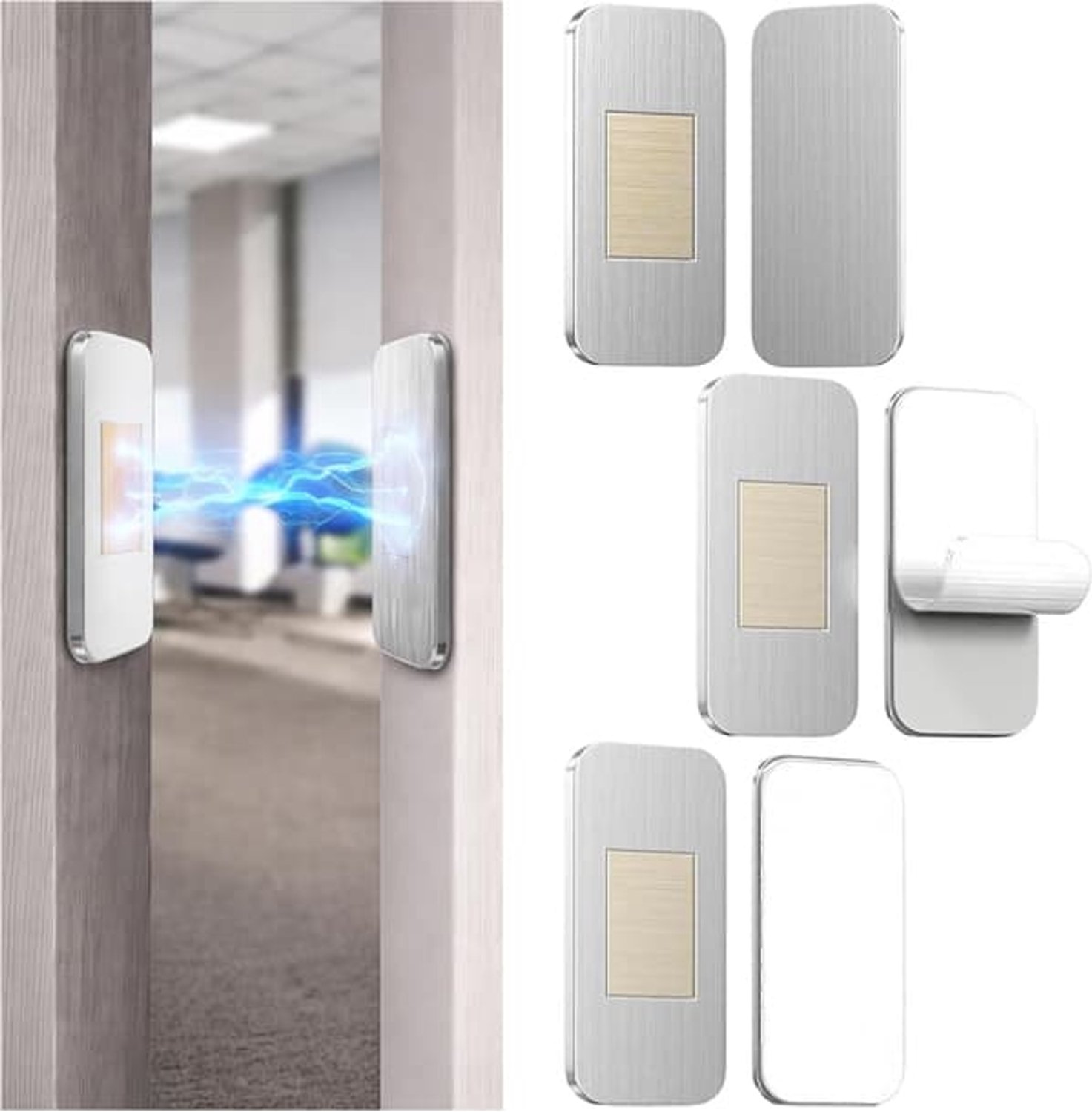 4-delige set magnetische kastdeursloten - Zelfklevend, zonder boren, roestvrijstalen deursloten - Sterke magneet, kinderveiligheidsslot - Keukenkastdeuren - 4 stuks