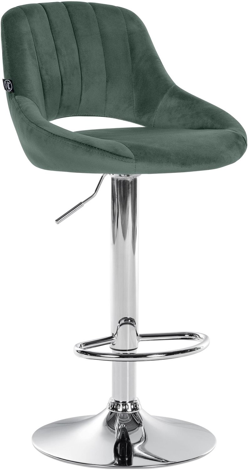 Luxe Comfort Barkruk - Verstelbaar - Fluweel - Groen chroom/groen