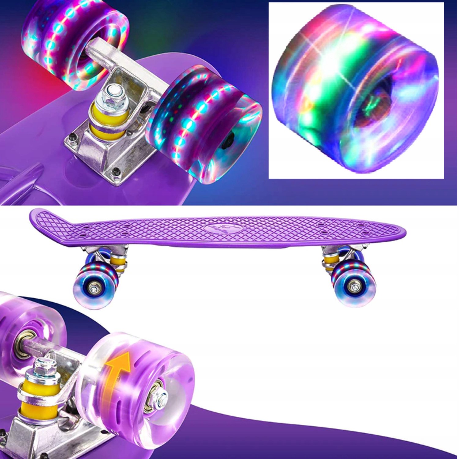 Kinder Skateboard met LED Wielen 56cm RGB Lichtgevend Roze