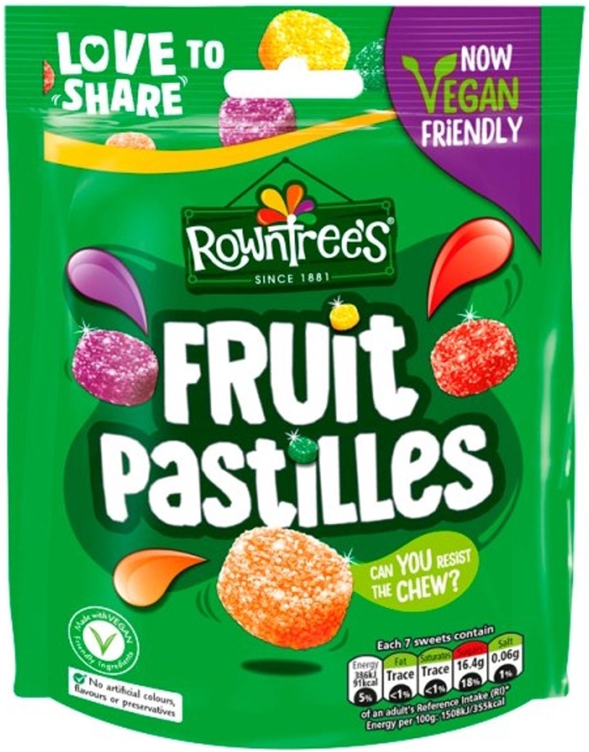 Rowntree's Fruit Pastilles Vegan (10 x 143g)