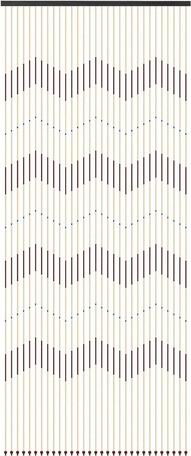90 x 220 cm, macramégordijn met 31 strengen, dichte draadgordijnen met golfpatroon, kastgordijnen in bruin en beige, zichtwerend gordijn van bamboe en hout, voor deur, ruimteverdeler