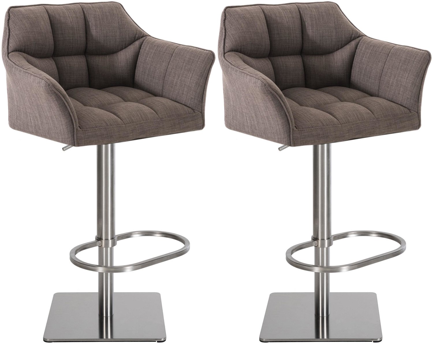 Luxe Comfort Barkruk - Set van 2 - Verstelbaar - Stof - Grijs grijs roestvrij staal