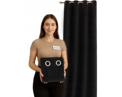 Kant-en-klare zwarte fluwelen gordijnen 140x250 cm met ringen