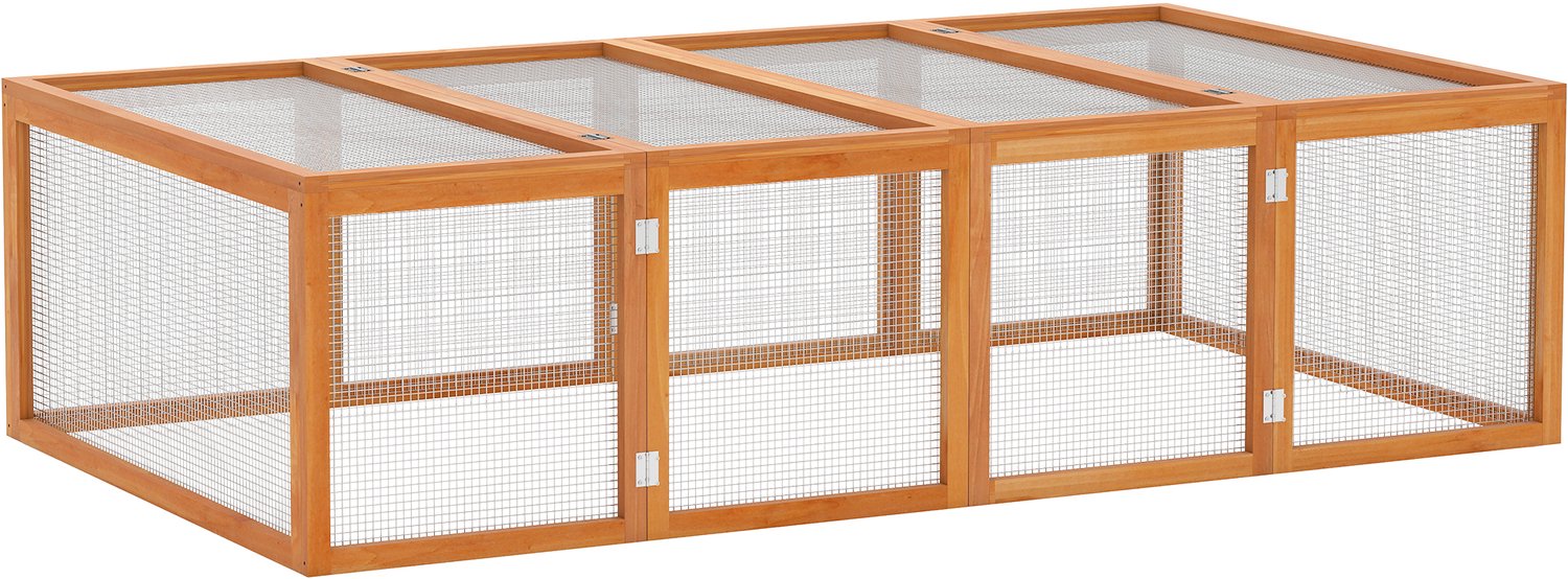 Pawona Dierenren van dennenhout - Met twee klapdeksels - 181 x 100 x 48 cm - Natuur