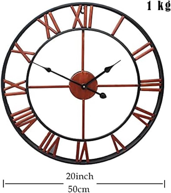 50CM Klassieke Vintage Gietijzeren Smeedijzeren Tuin Wandklok Buiten Tuin Wandklok, Grote Romeinse Cijfers Tuinklok Smeedijzeren Waterdichte Buitenklok Open Gezicht Metaal,1,Bonny369 — afbeelding 5