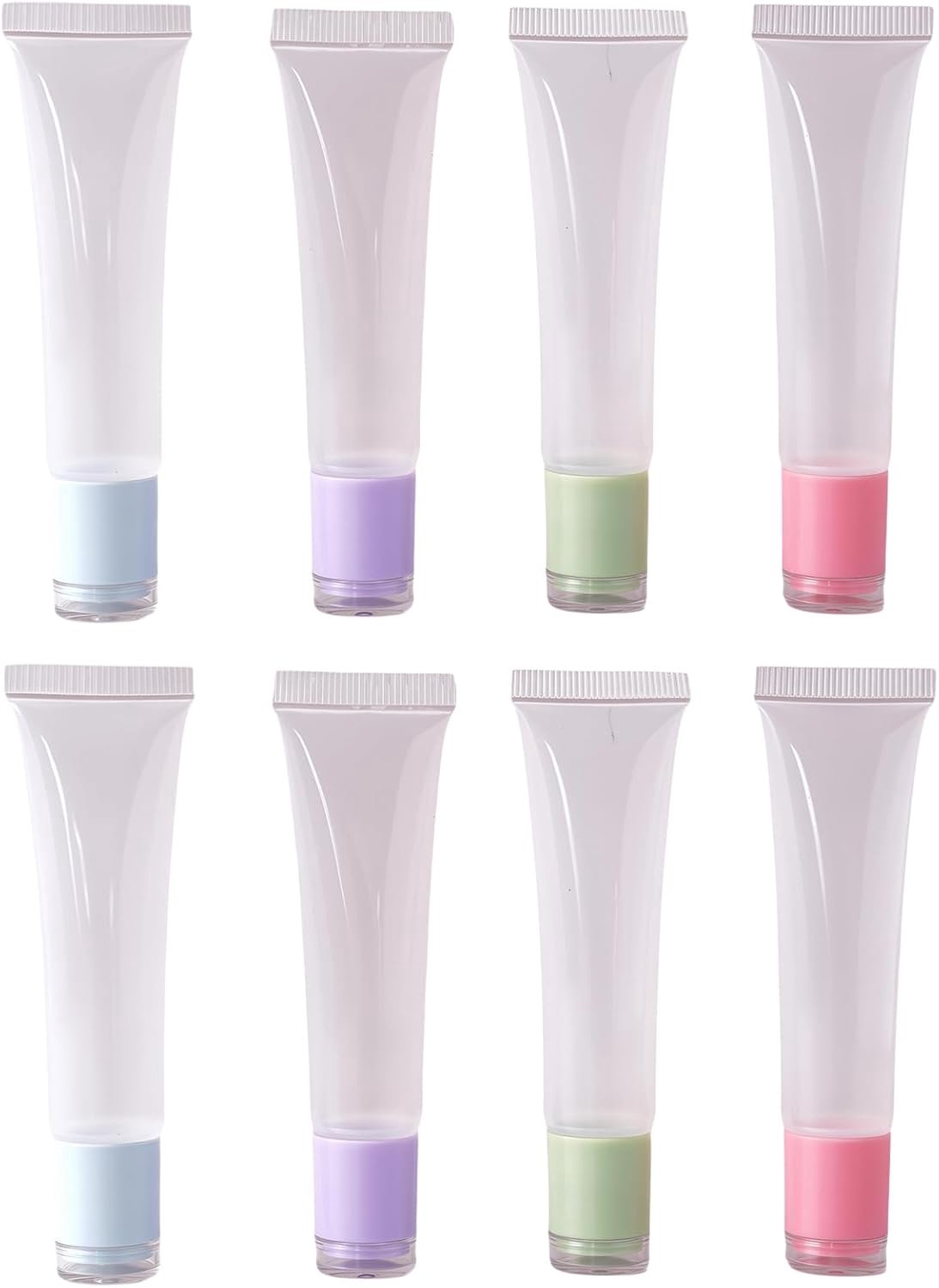 Set van 8 reisflessen, 10 ml, navulbaar, waterdicht, voor cosmetica en vloeistoffen, toiletaccessoires, vliegtuigformaat, 4 verschillende kleuren (blauw, paars, roze, groen)