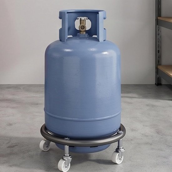 2 Stuks Rvs Gasfleshouder met Remwielen Gasfles Trolley Verplaatsbare Gasflesstandaard voor Transport Opslag Geschikt voor Standaard Gasflessen Binnen Buiten Gebruik — afbeelding 3