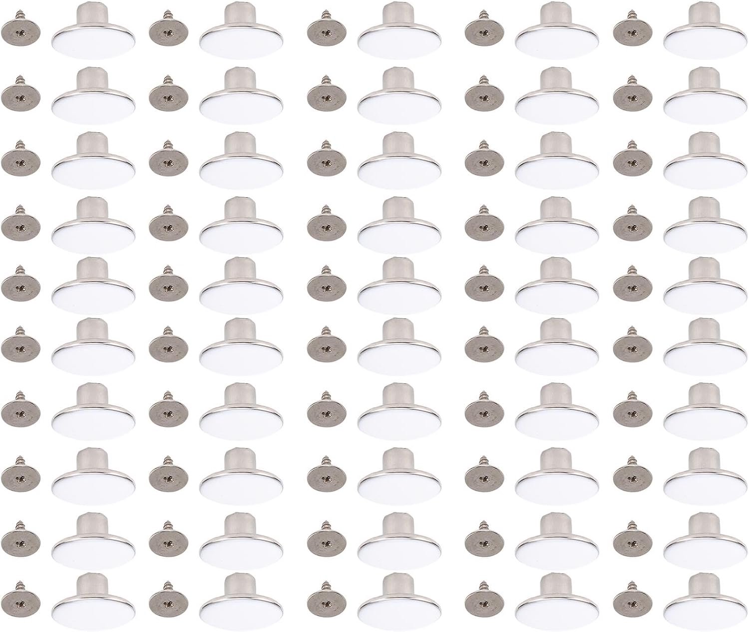 50 Sets Roestvrijstalen Broekknoppen, 17 Mm Roestvrije Witte Afneembare Schroefknoppen met Gekruiste Ijzeren Schroeven voor Kleding, Jassen, Hoeden Decor
