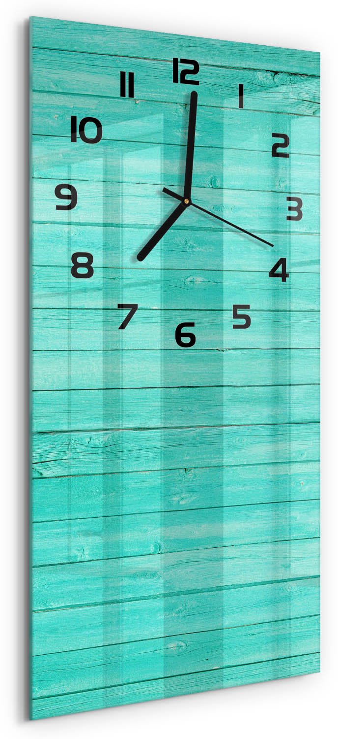 Tulup Wandklok - Groene borden Wandklok Glas Decoratie - 30x60 cm - Groente Gekleurde Glazen Klok - Zwarte handen - Rechthoekige Klok - Klok Glas Met Opdruk - Moderne Wandklok Glas