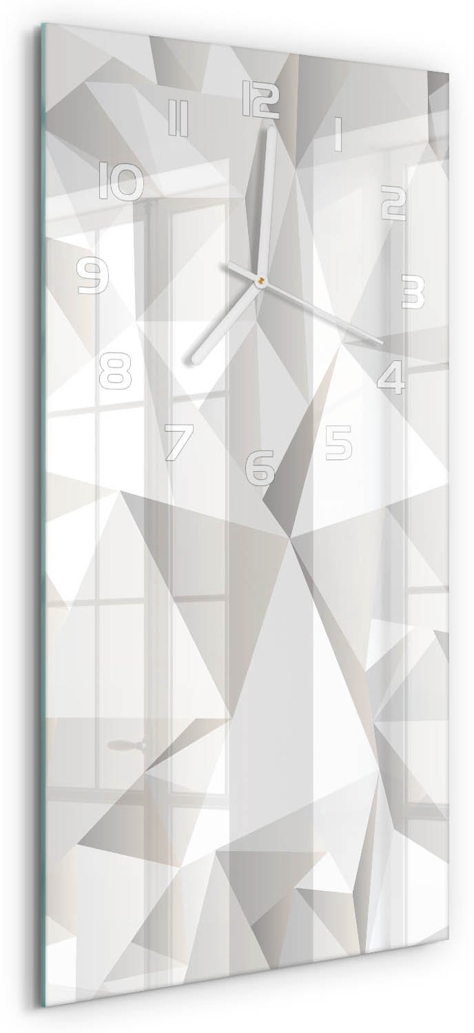 Tulup Wandklok - Abstracte achtergrond Glazen Wandklok Design - 30x60 cm - Wit Klok Glas Met Opdruk - Witte handen - Rechthoekige Klok - Wandklok Glas Met Motief - Decoratieve Glazen Klok