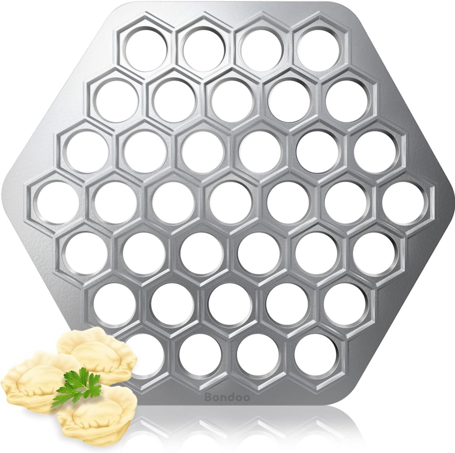 Bondoo Russische Ravioli Maker Dumpling Vorm 37 vormpjes - Pelmeni Metalen Vorm - Siberische Pelmeni Vlees - Dumpling Maker Machine - Ravioli Snijder - Ravioli vorm - Raviolimakers - Dumpling
