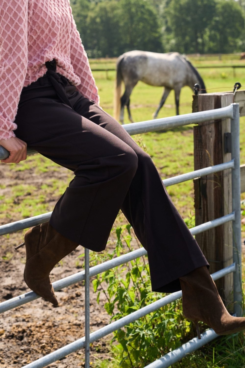 NED Broek Casper Rmb Crepe Woven Elastan 26w2 U245 01 696 Ganache Brown Dames Maat - S