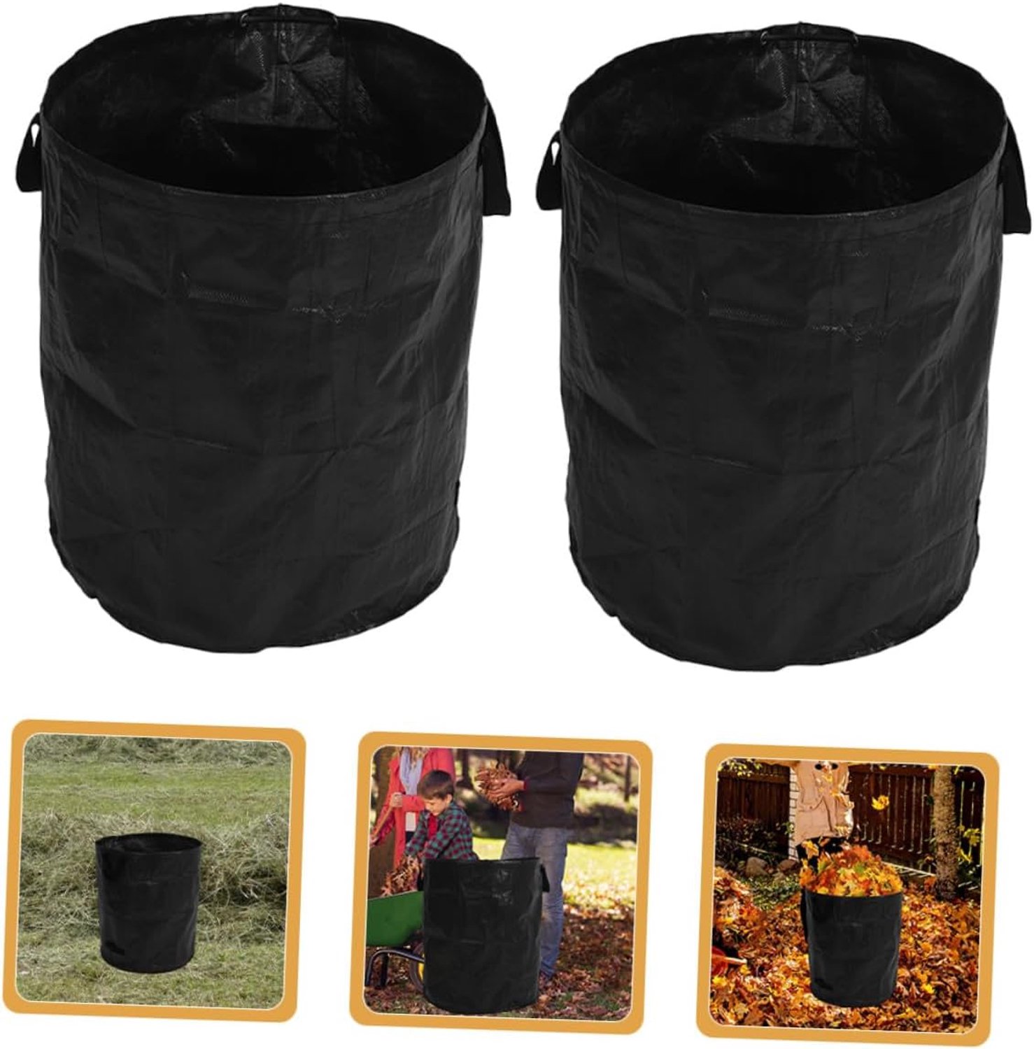 YAGXIG bladzak - vuilniszak voor buiten - vuilniszak voor in de tuin - bladopvangzak - waterdicht - herbruikbaar - | grote capaciteit - geschikt voor gazons, tuinen etc. - 2 stuks - zwart - 120L -45*76cm