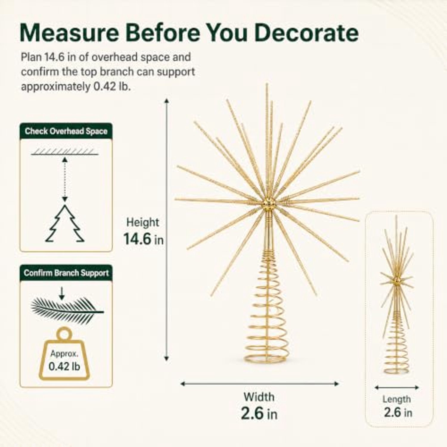 Kerstboomversiering - Kerstboom Piek - Gouden Ster Topper - Stervormige Boomtopper - Kerstboom Woonkamer - 37 x 37 x 6 cm - Goud – foto 4