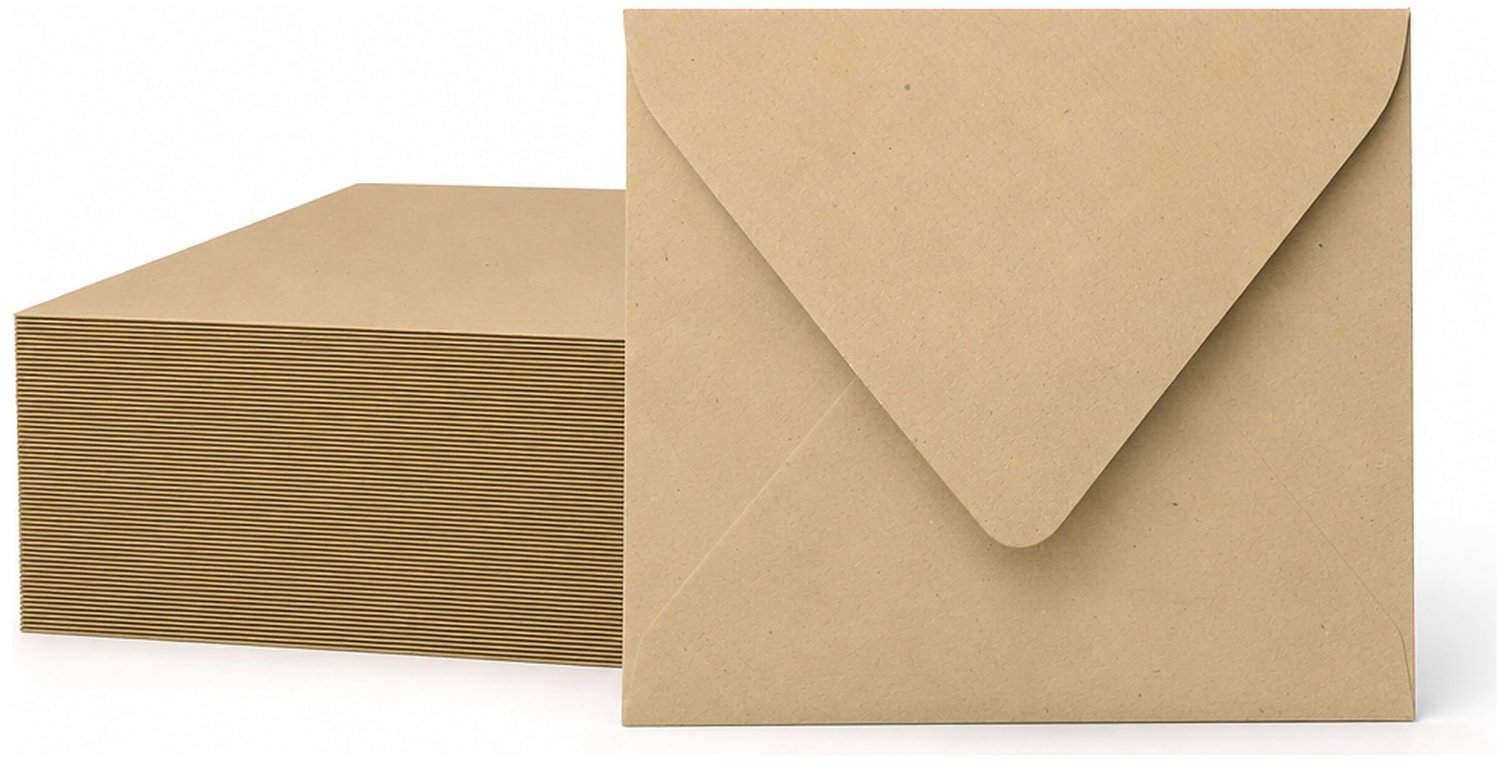 Enveloppen Kraft Lichtbruin 12.5x14 cm - 100 stuks - 120 gram - Kraft Enveloppen - Wenskaart Envelop
