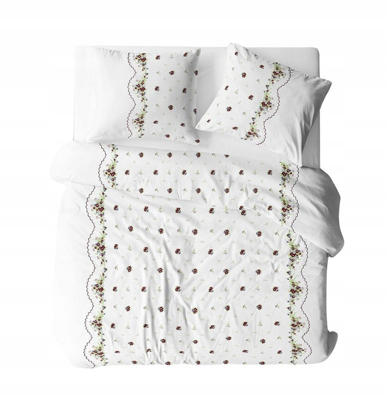 Kora Beddengoed Set 200x220 Wit-Rood Knopen 100% Katoen