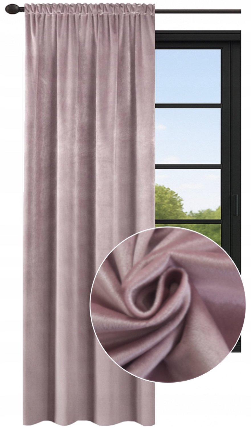 NOW-ART Kant-en-klare fluwelen gordijn 140x200 cm - Roze