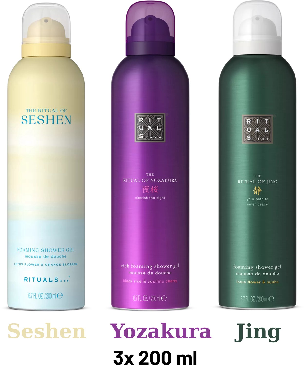 Rituals - Shower Gel Value Pack - Seshen 200 ml + Yozakura 200 ml + Jing 200 ml - Douchegel - Shower Foam
