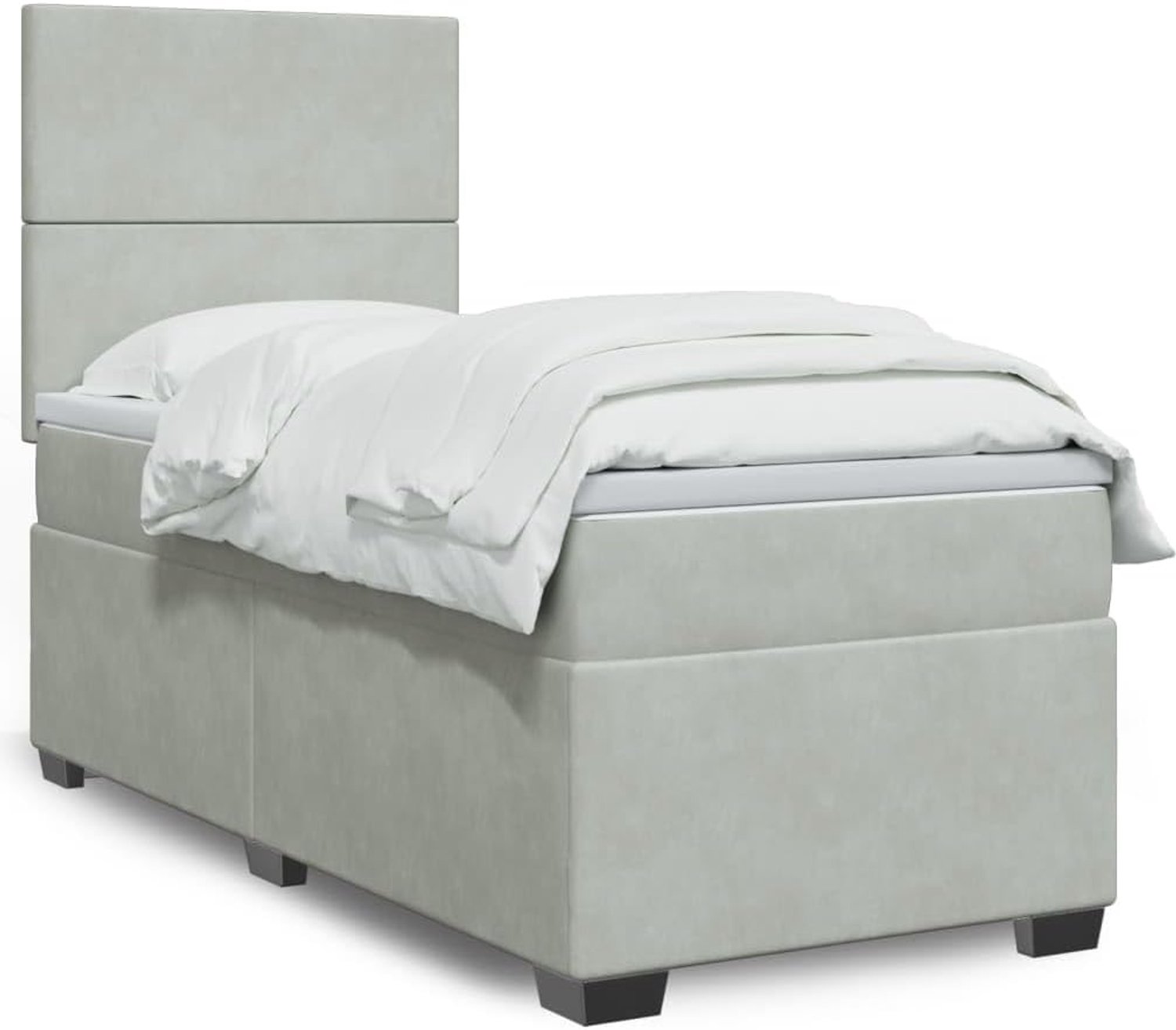 Fluwelen boxspringbed pocketveringmatras lichtgrijs 90x200