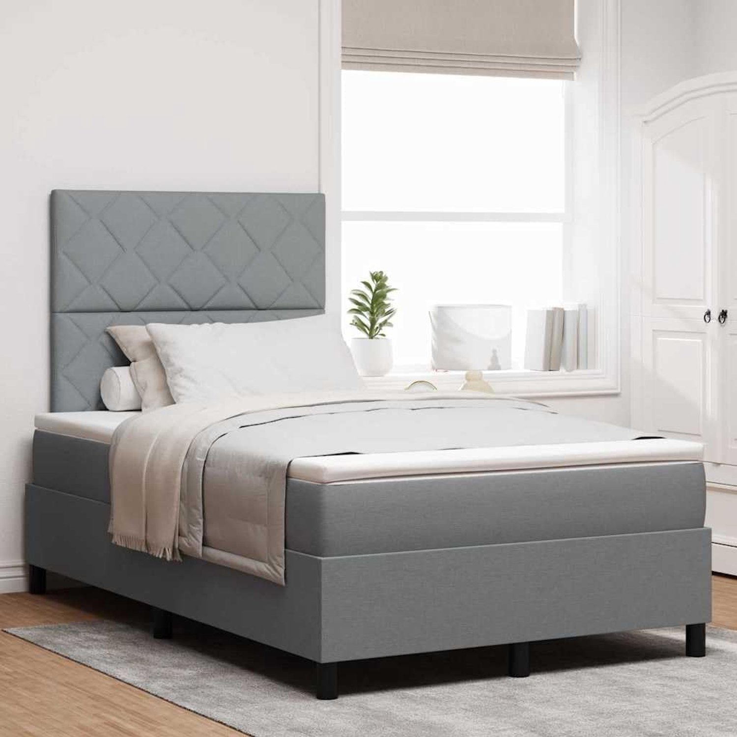 Boxspringbed modern minimalistisch rechthoekig Lichtgrijs 120x200