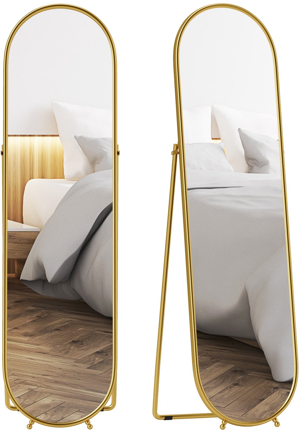 Homcom Full Length Mirror-Metall, Glas-50L x 4B x 180H cm-Gold Goud
